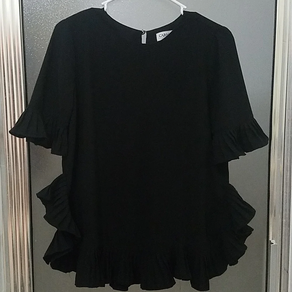Carmen Marc Valvo NWOT Pleated Blouse - Picture 3 of 13